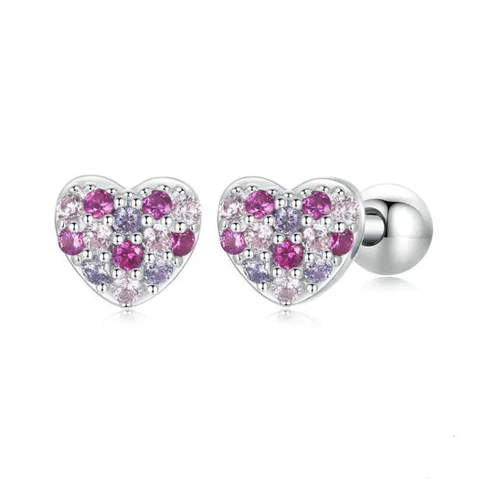 Pink Red Heart Earrings for Girls